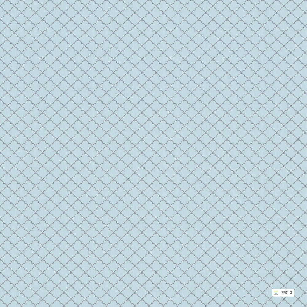 Giấy dán tường Ô chéo cổ điển màu xanh 7901-3